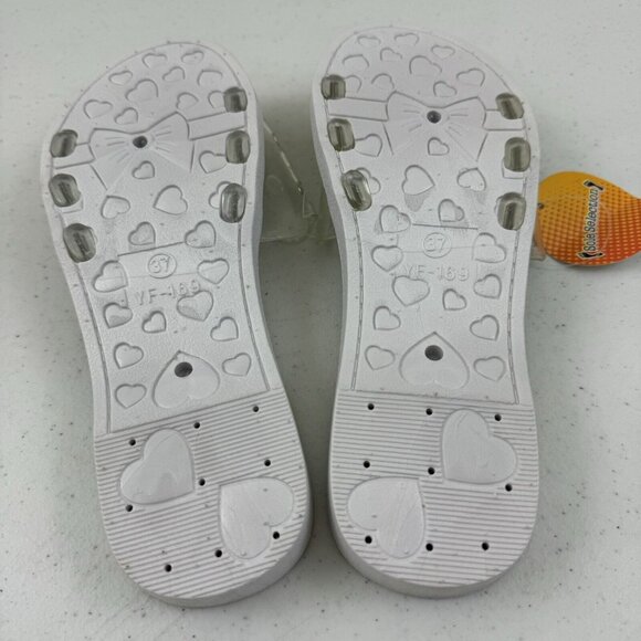 Sole Selection Women's Sandals Beige w/ Blue Glittery Flowers Small 5/6  (37) - Picture 5 of 5